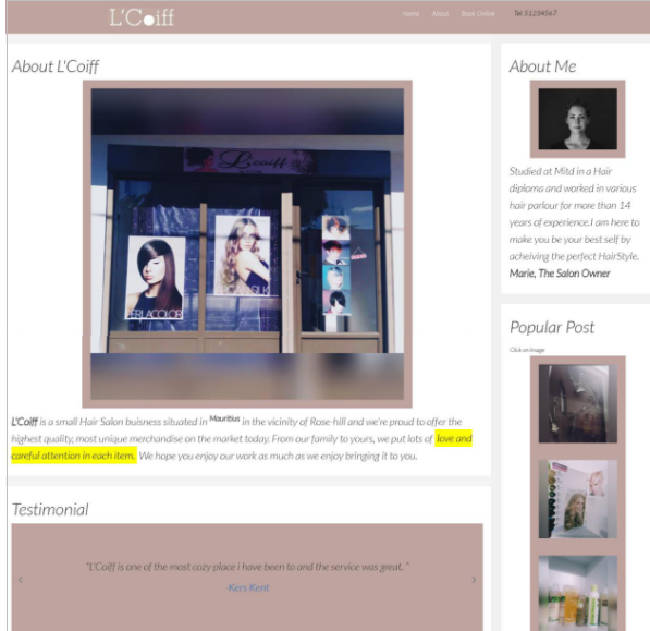 L'coiff Website